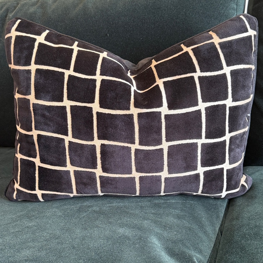 Tommy Bahama Black Velvet Geometric Grid Throw Pillows - Set of 2